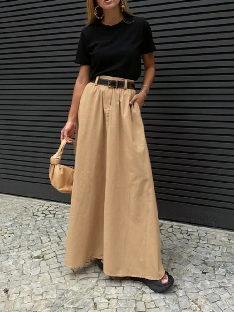 Jupes longues de couleur unie pour femmes Streetwear bureau dame Faldones Para Mujer élégant Jupe Longue Femme mode coréenne vêtements