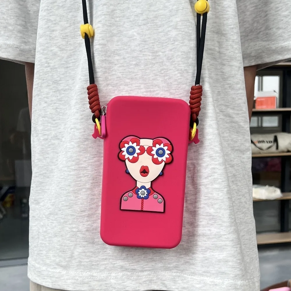 Tas Ponsel Silikon Portabel Multifungsi Tahan Air Tas Ponsel Gantung Leher Kapasitas Besar Dompet Koin