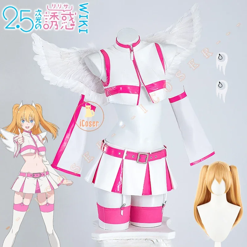 

CosplayLilysa Amano Liliel Cosplay Costume Wig Skirt Anime 2.5 Dimensional Seduction Uniform Wings Headwear Halloween Party for