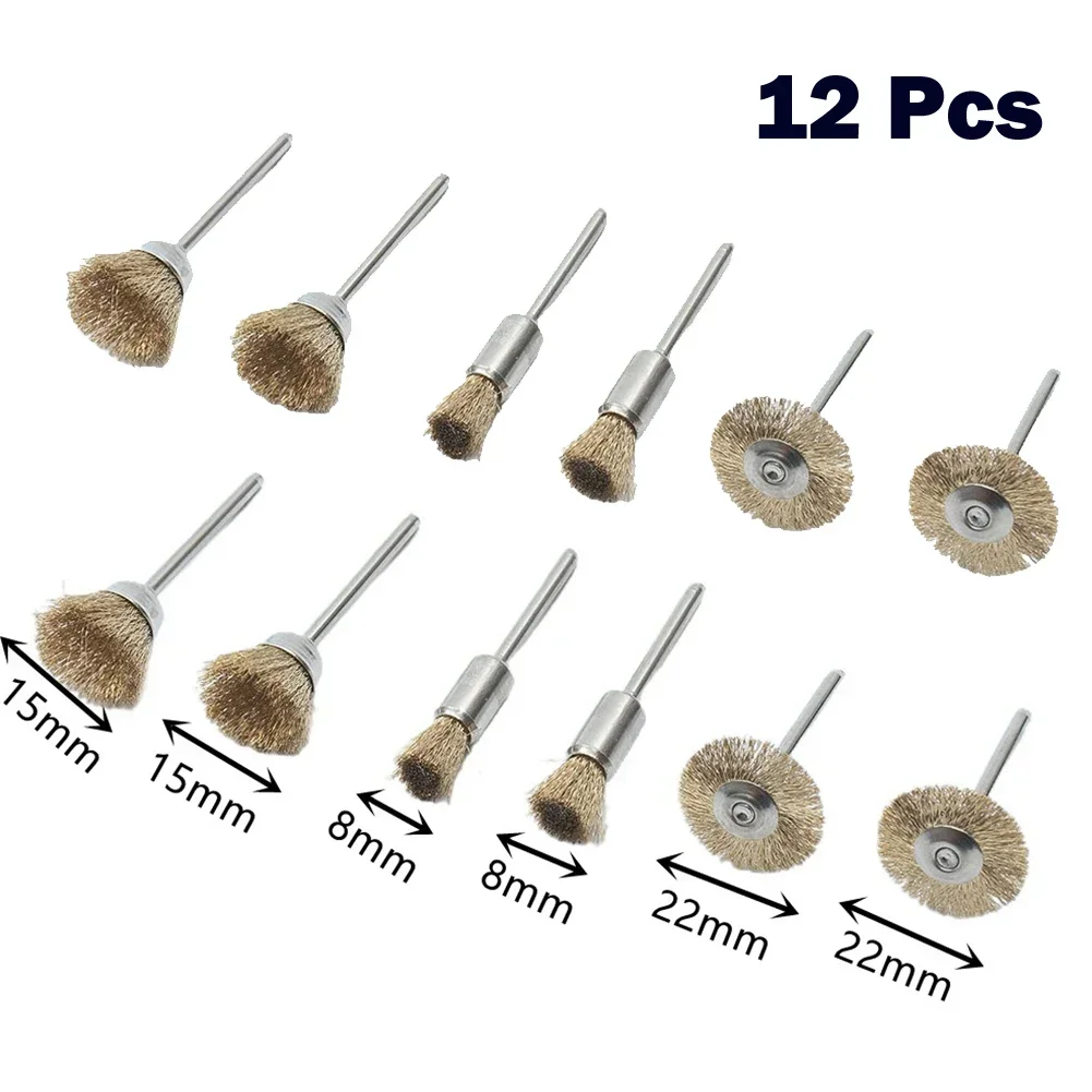 

12pcs/Set Portable Wire Brushes Kit Bowl T-shaped Drill Brush Kits For Descaling Carbon Removal Cleaning Polishing