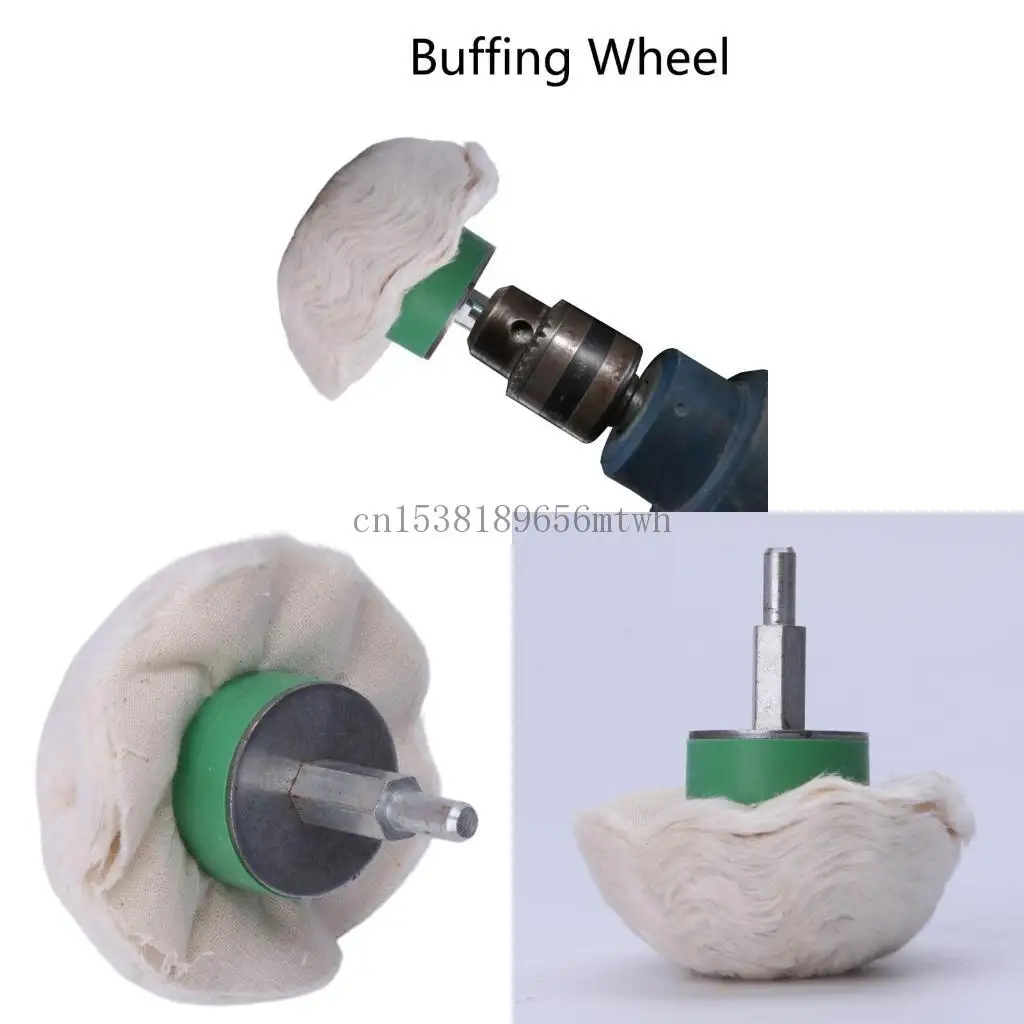 

New 3'' Cotton Dome Polishing Buffing Wheel Polish Drill 1/4'' Shank Brush B03D