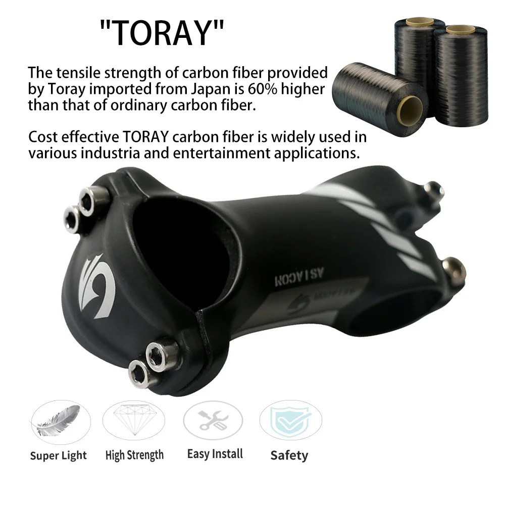 ASIACOM 6° Full Carbon Fiber Stem 4 Colors 120g Fits 28.6mm Steerer Tube 31.8mm Handlebar For Road Mountain Bike
