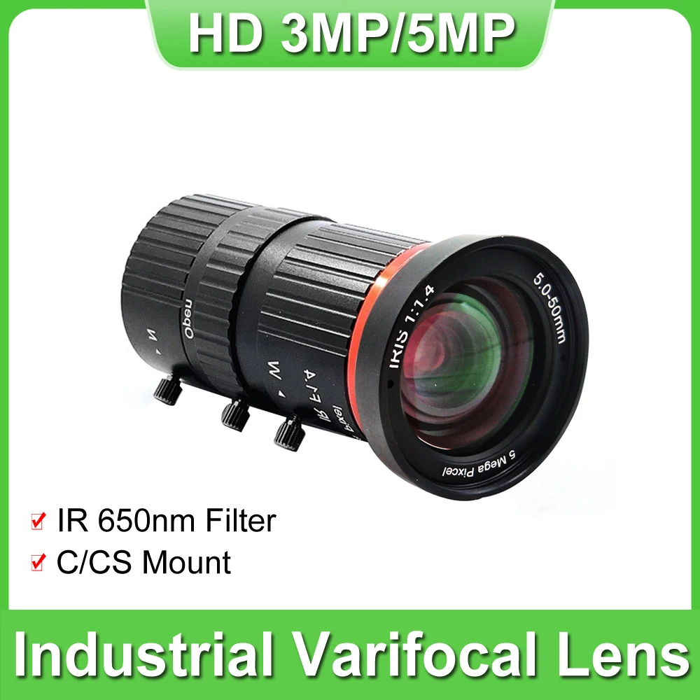 

5.0Megapixel 5-50mm Manual Zoom CCTV Lens 3MP Varifocal Manual Industrial Lens for AHD/TVI/CVI/ IP Box HD Camera C/CS Mount