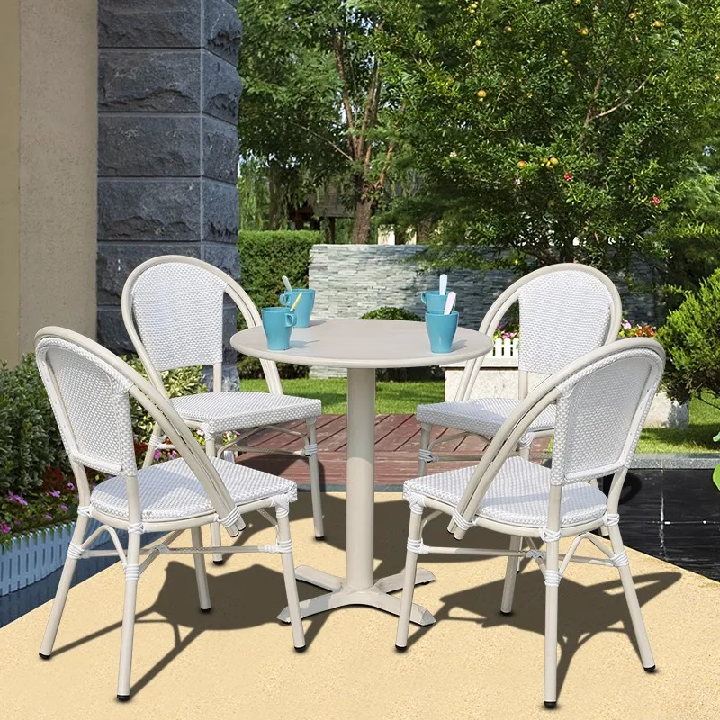 5pcs set garden outdoor set Aluminuml mesh teslin chair Patio metal glass Table for indoor Outside Yard Blacony Lawn