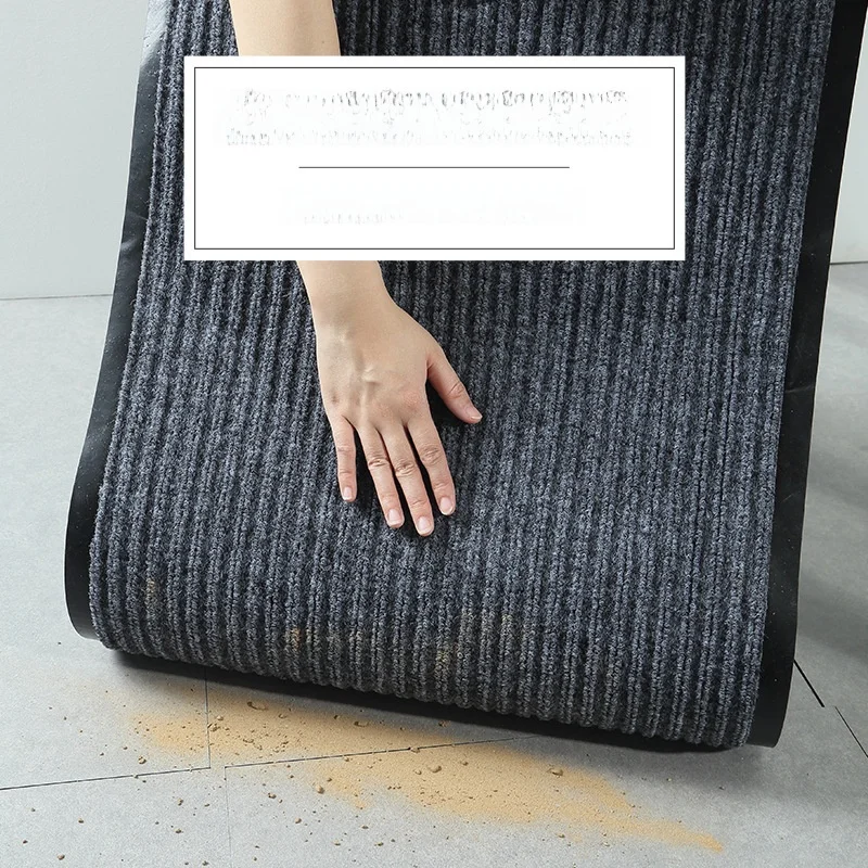 Modern Simple Entrance Mat Double Stripe Pure Color Absorbent Home Use PVC op Front Door Carpet Fiber Rectangular ape