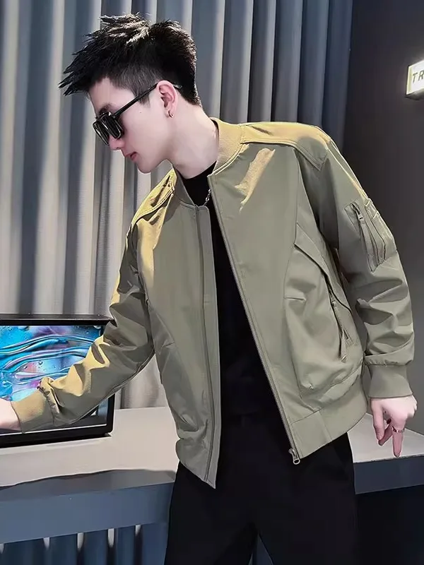 

Повседневная мужская бейсбольная куртка 202, весна-осень, новинка модного бренда, простая универсальная верхняя одежда высокого класса, рабочая одежда Jaet