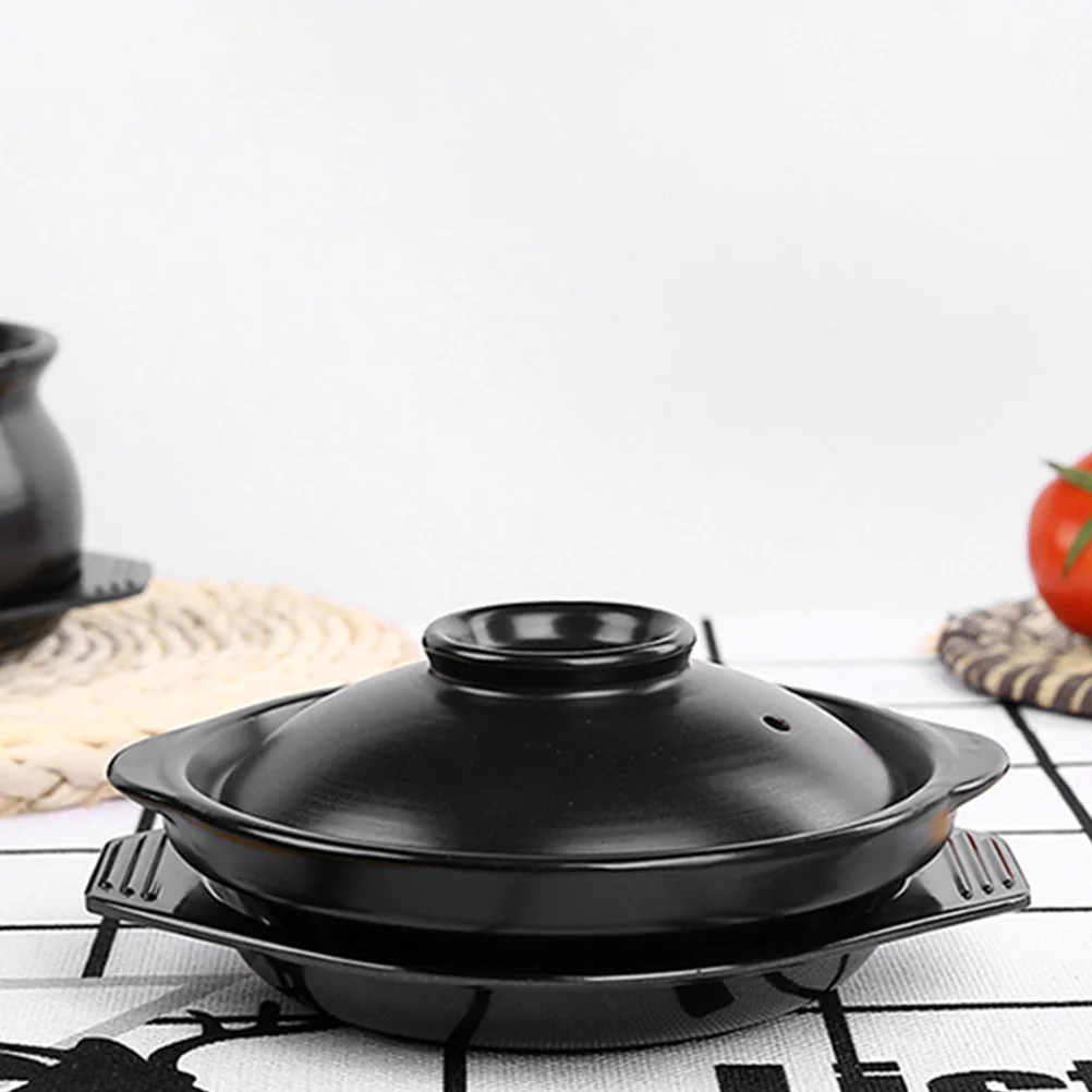 

1Set Clay Pot Cooking Vessel High Temperature Resistant Ceramic Stockpot for Braising Stewing 600ml Compact Portable Casserole