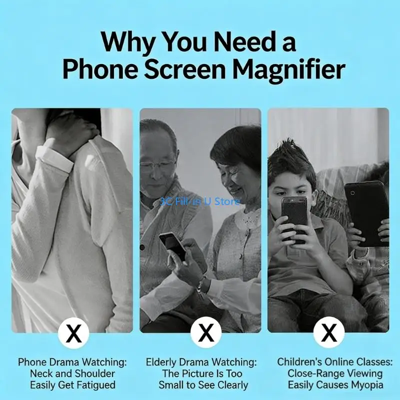 G8TA Magnifier Screen, 3D Enlarging Projector Screen Enlarger, Foldable Phone Stand with Screen Amplifier for Movies Videos - view 5