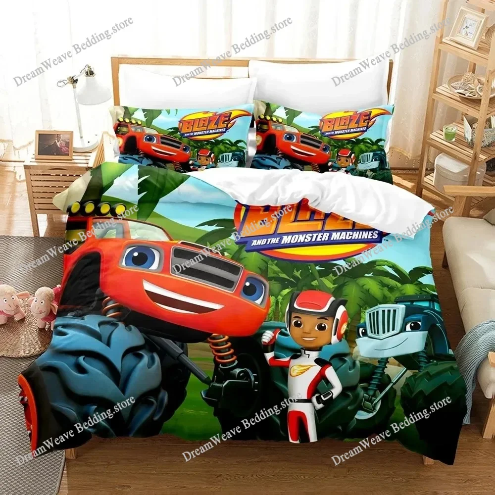 

Home Textile Cartoons Blaze N Monster Machines Cover Duvet Cover Pillow Case Boy Girl Polyester Bedding Set King Queen Twin Size