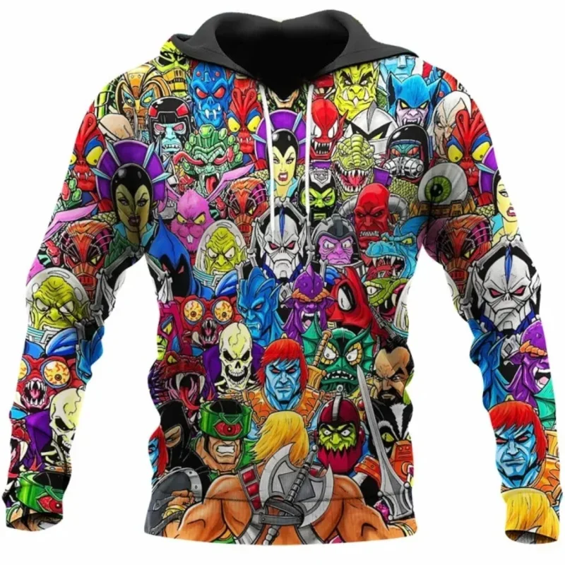 Anime Masters of The Universe He-Man 3D 프린트 후드 티 스웨터 남성/여성 긴 소매 후드 코트 하라주쿠 Tracksuit Pullovers