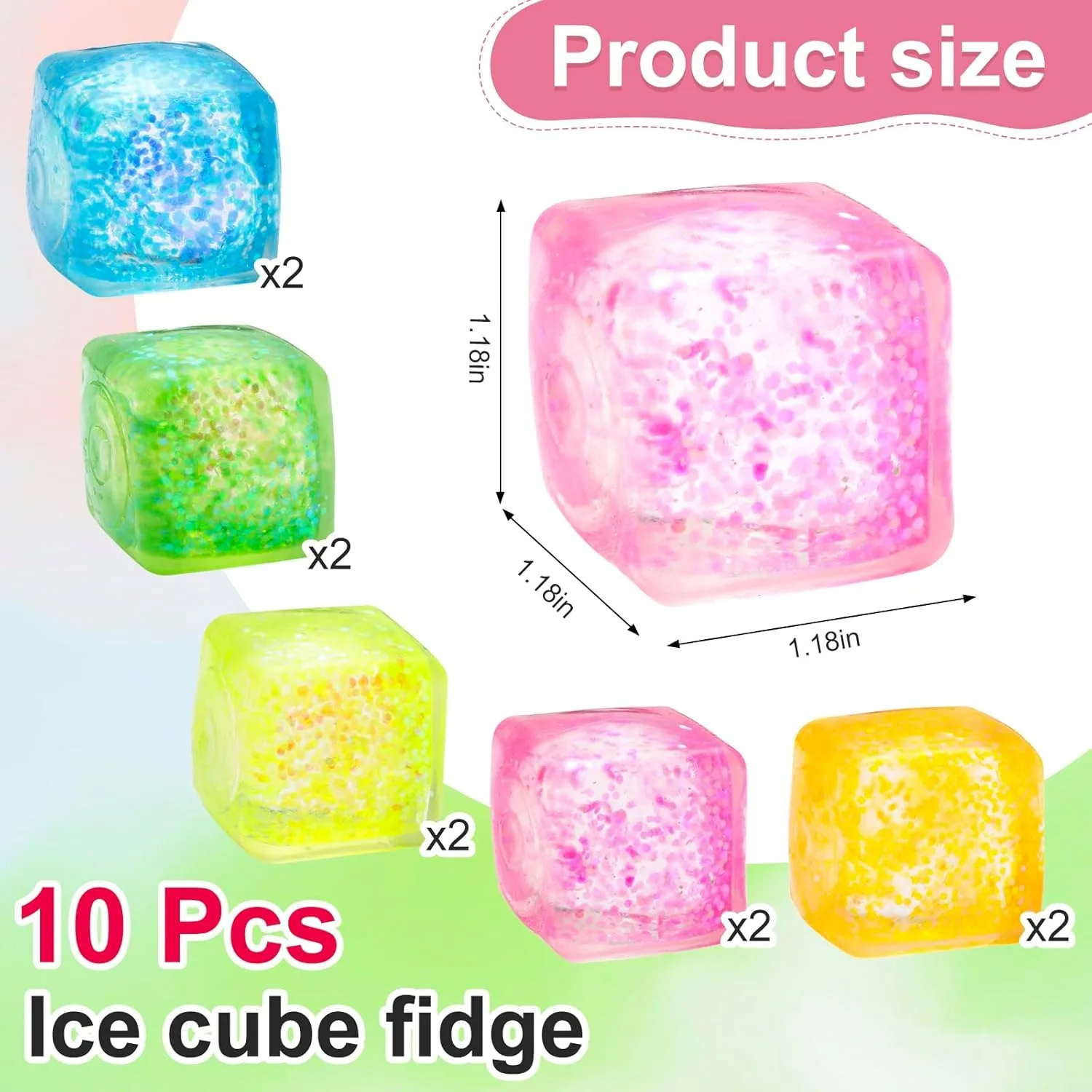 5/10 pezzi cubo antistress palline antistress squishy per l'ansia sollievo dallo stress lento aumento scintillante malto zucchero giocattolo da spremere per i bambini