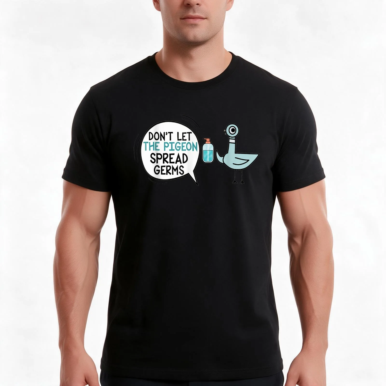 Don 39 T Let The Pigeon Spread Germs T-Shirt, Summer Casual Cotton Tee, Oversized Streetwear Tops, Vintage Graphic Print