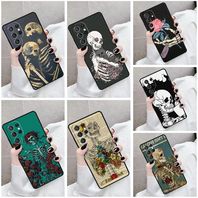 Phone Case For Samsung Galaxy S24 S23 S21fe S22 Ultra Plus Note 10 20 S8 S9 S10 Cover Skeleton Bones Costume Aesthetic