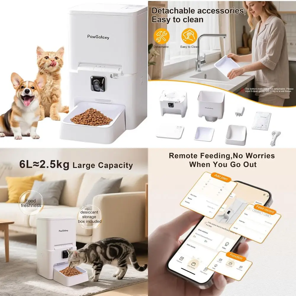 

5G WiFi Smart Pet Feeder: 1080P HD Camera, Night Vision, Timed Feeding, Portion Control, App Control, Two-Way Audio, Dual Power