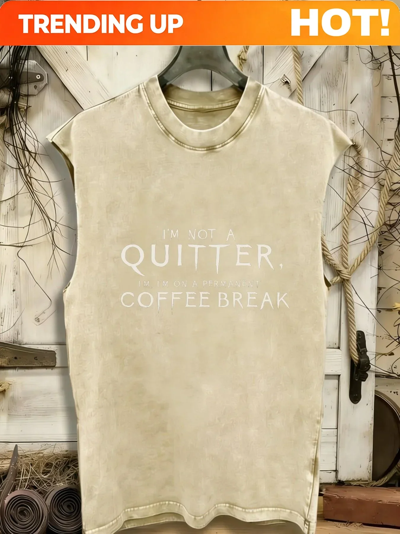 Customization 100% Pure Cotton Sleeveless Vest, 210g Washed Y2K Style, 