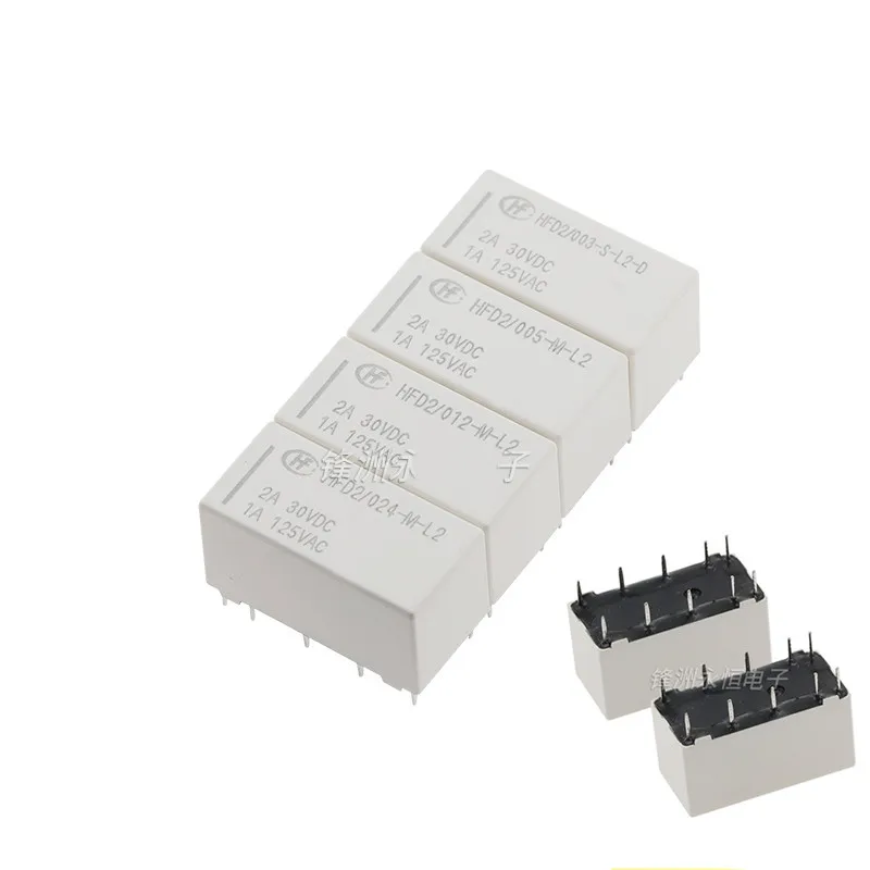 Imagem -02 - Relé de Travamento Magnético Hfd2 005-s-l2 Hfd2003-s-l2-d Hfd2-005-m-l2 Hfd2 012-s-l2 Hfd2 024-m-l2 10pin 2a 1a 125v 20 Peças 100 Novo