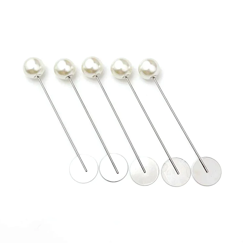 20/100Pcs Silber Farbe Perle Edelstahl Lange Pin DIY Machen Handgemachte Blume Brosche Für Frauen Schmuck Zubehör Erkenntnisse großhandel – Detail 8