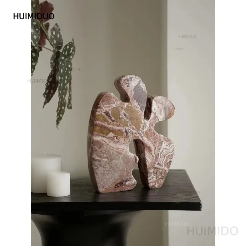 Natural Marble Sculptures and Figurines for Bookshelf Table Living Room Elegant Luxury Stone Home Decoration Ornaments
