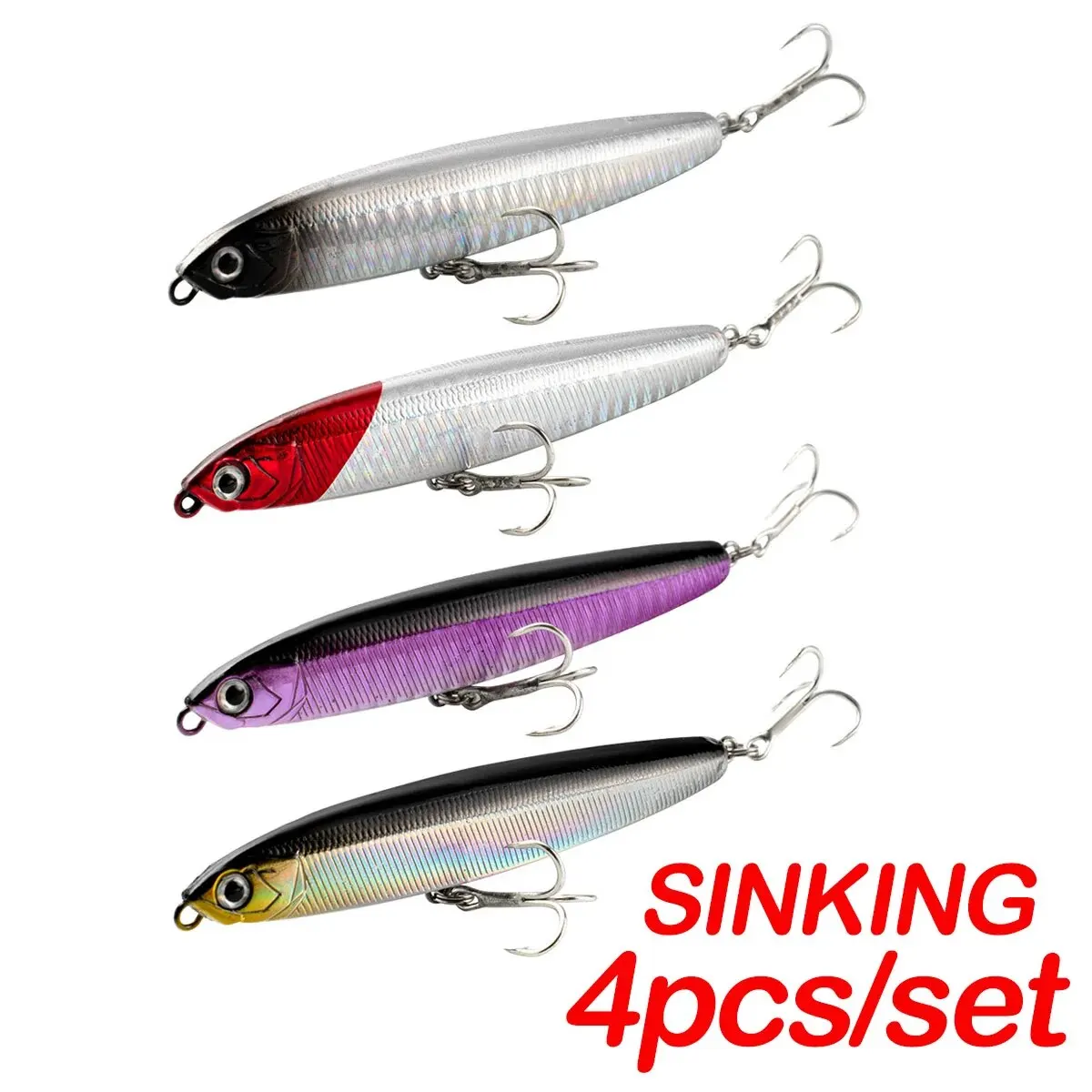 Fishing Lure 4pcs/set Pencil Sinking 10cm 24g Bass Fishing Tackle Saltwater Lures Fish Bait Trolling LureFishing Accessories