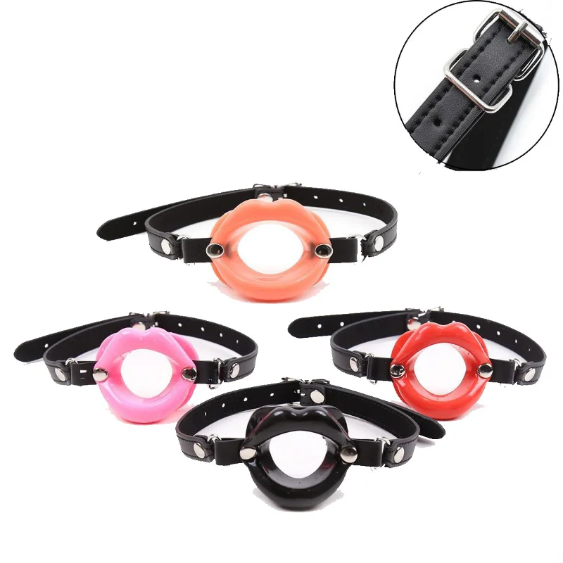 Fancy PU Leather Soft Silicone Open Mouth Gag Oral Fixation Restraint Harness Strap Slave BDSM Bondage Erotic Toy Sex Toy Couple