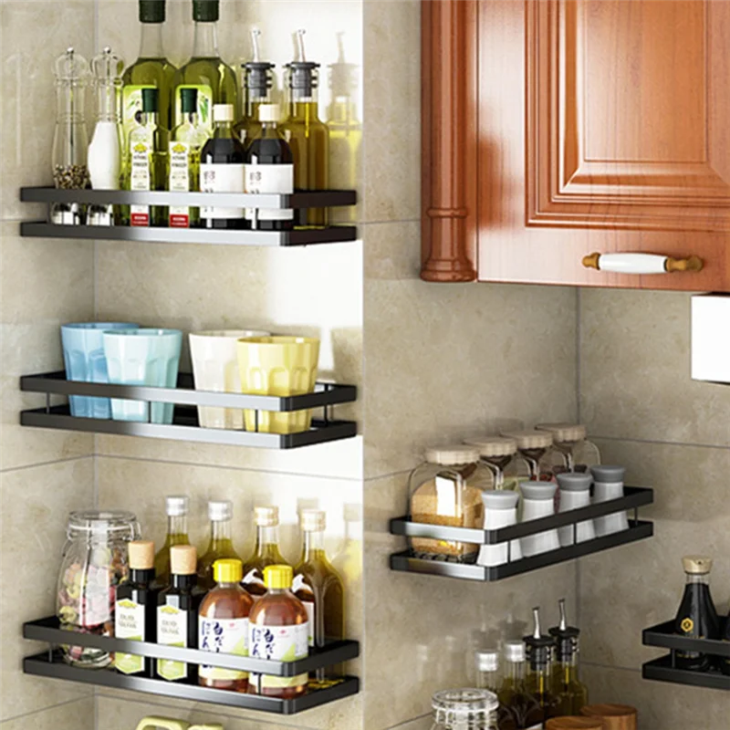 

AAAC-Spice Rack Kitchenware Wall-Mounted Punch-Free Household Spice Rack Spice Storage Drain Rack
