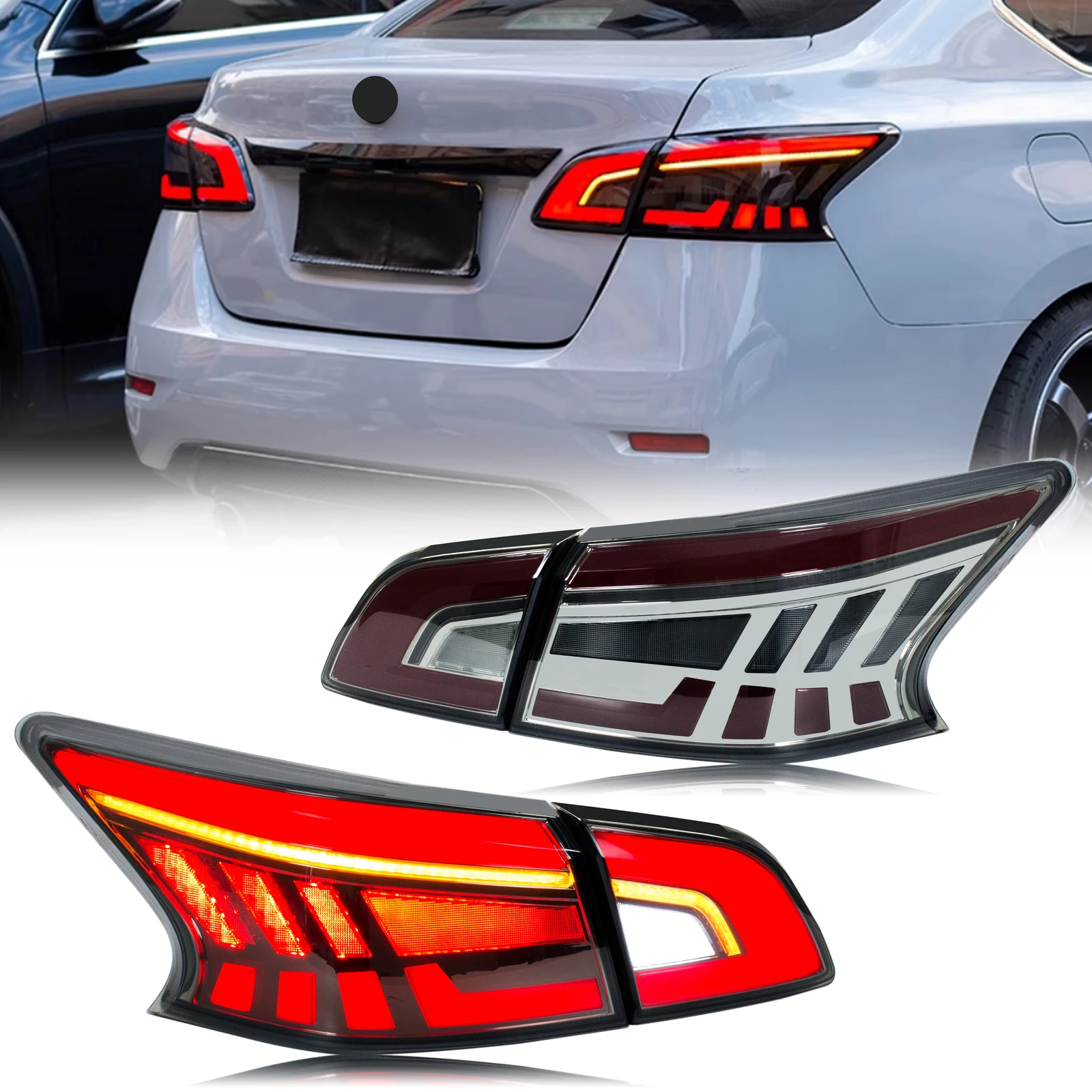 

LED Tail Lights for Nissan Sentra 2013-2019 Nismo B17 SV SR Sequential Turn Signal Trunk Rear Brake Lamps Assembly