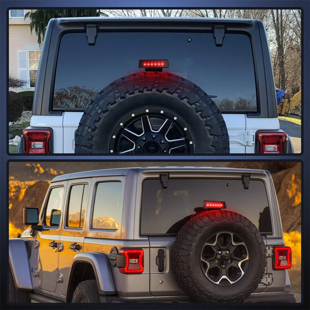 LED Third Brake Lights Tail Lights w/Smoke Lens High Mount Stop Lights for 2007-2018 Jeep Wrangler JK JKU