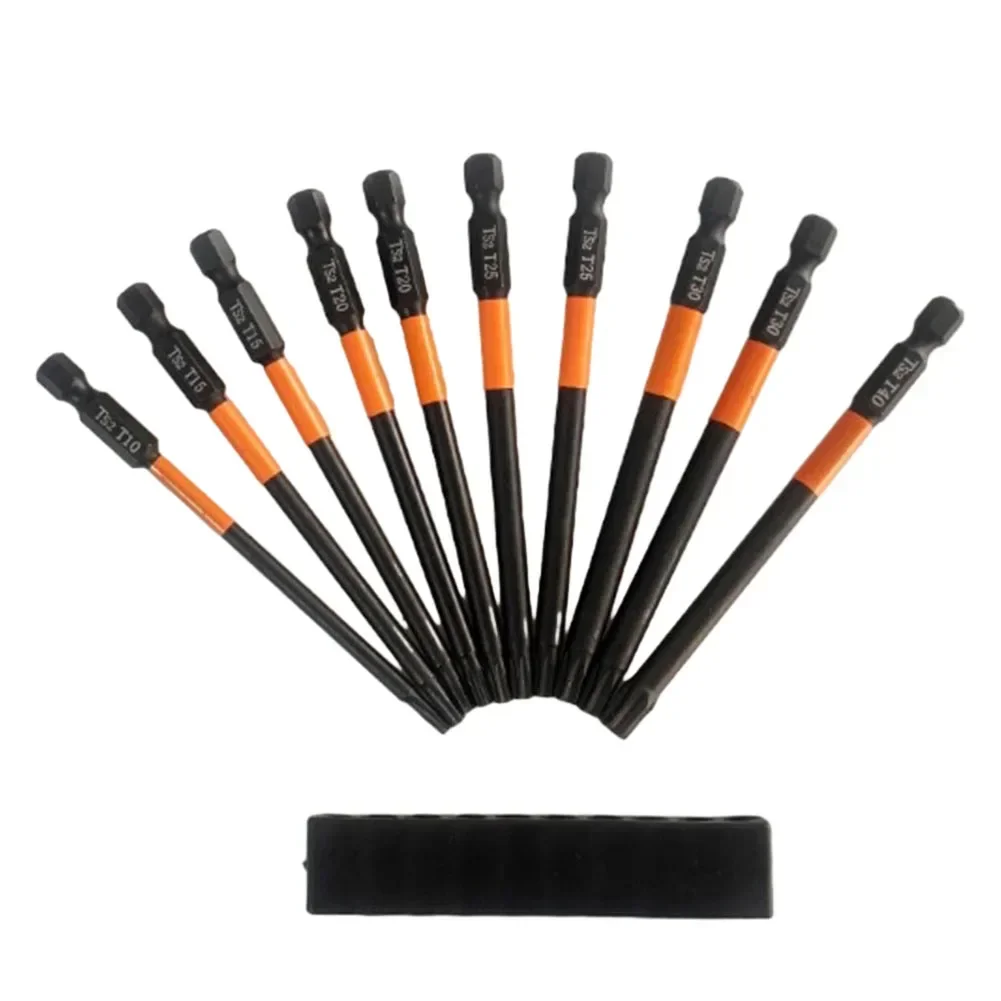 

Magnetic Torx Bit Set 11pcs 100mm Length Hex Shank Phosphating Treatment Rust Resistant Suitable for Automotive Maintenance