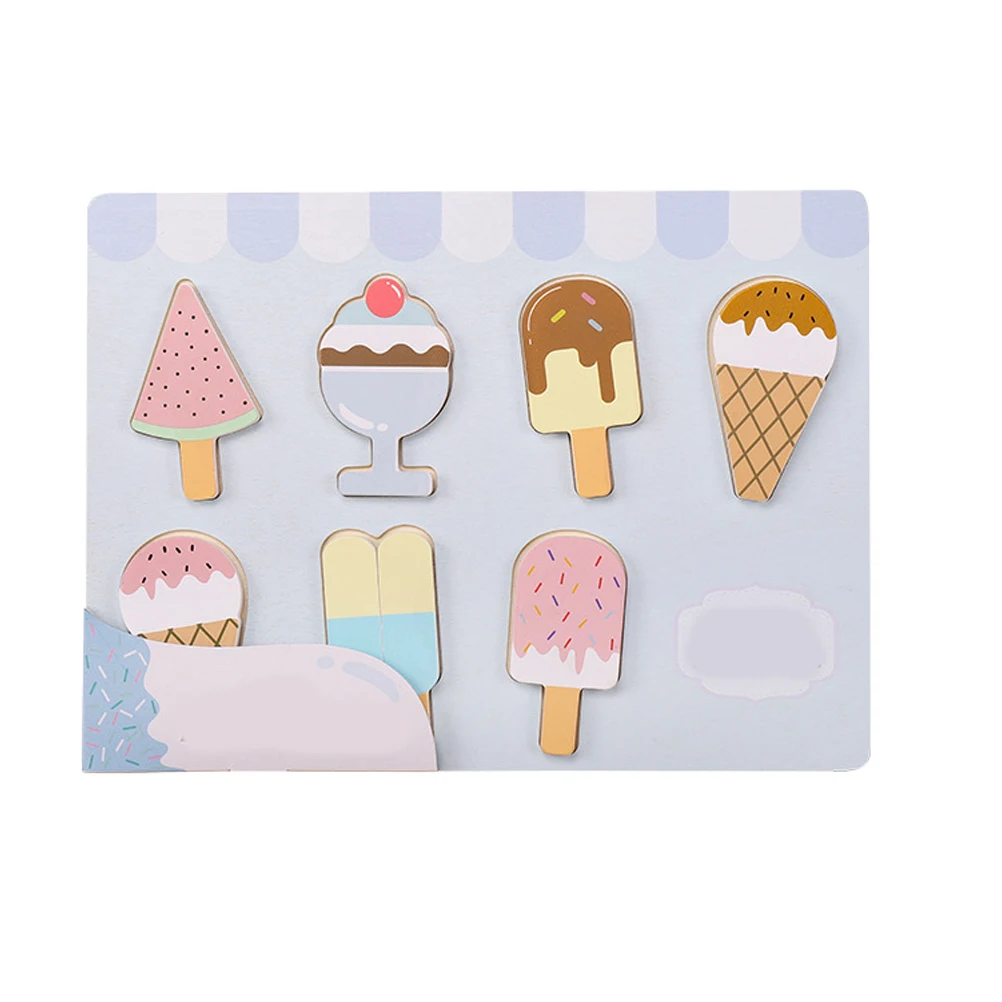 Ice Cream Puzzle Play Toy Shop Preschool Toys Wooden Kid Learning Color Recognition Kids Puzzles Pretend Child Children