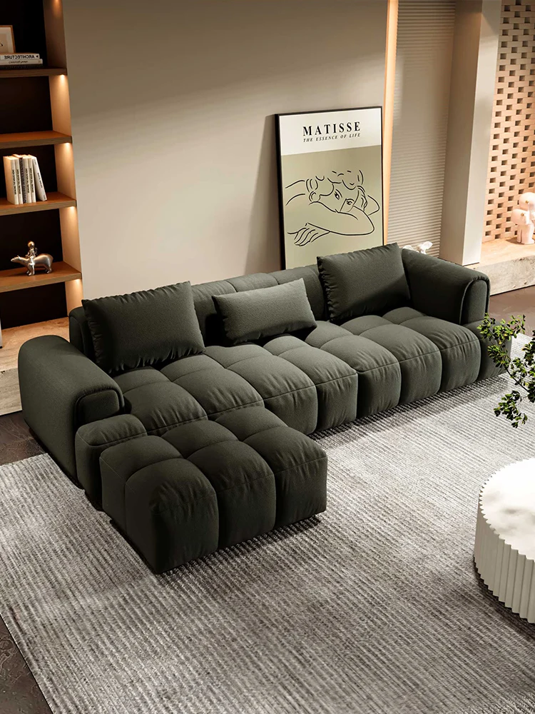 

French retro homestay living room marshmallow sofa small apartment medieval cream style designer matte fabric sofa