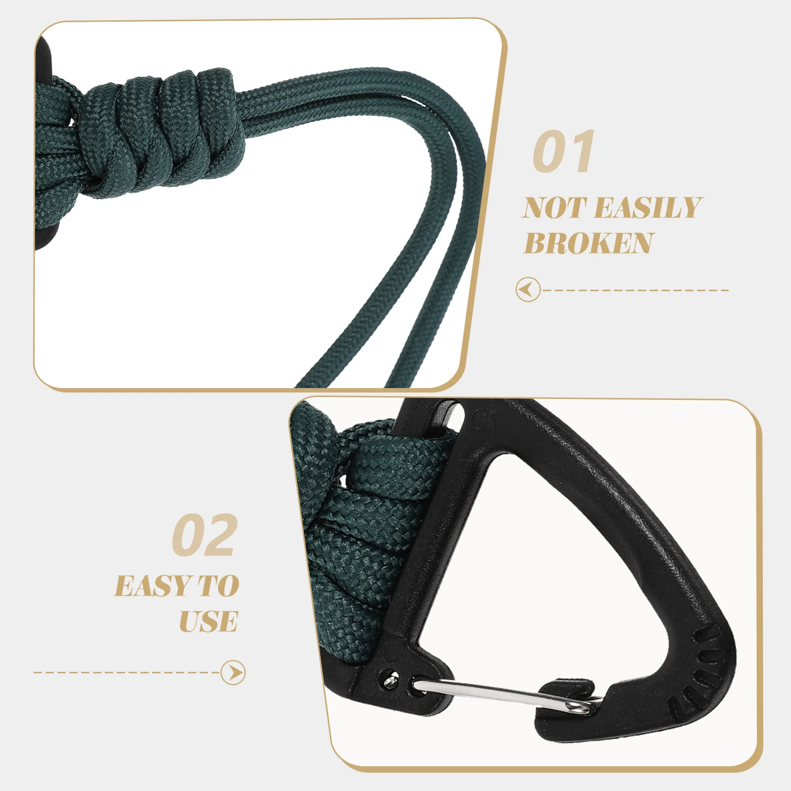 

2 Pcs Keychain Anti-loss Rope Lanyards Carabiner Anti-lost Camping Pp Braided Heavy Duty for Keys Cord