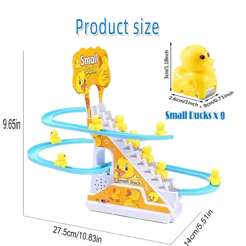 Patos pequenos elétricos brinquedos de escalada diy patos perseguindo pista de corrida conjunto de jogo com luzes & música montanha russa brinquedo