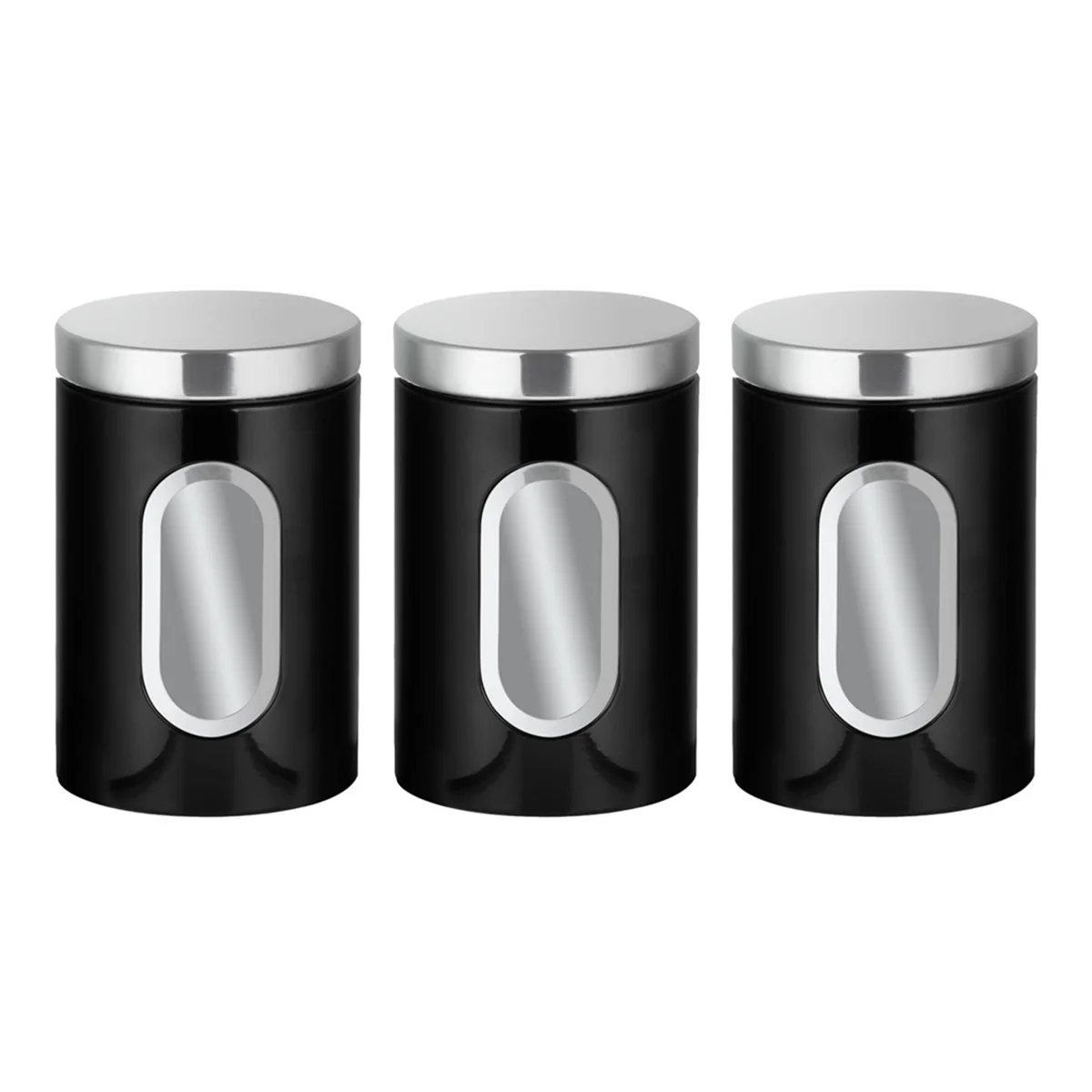 3PC Kitchen Canister Set -with Secure Lids&Viewing Window Suitable for Sugar, Tea, Coffee, Etc -Multi Food Storage Jars