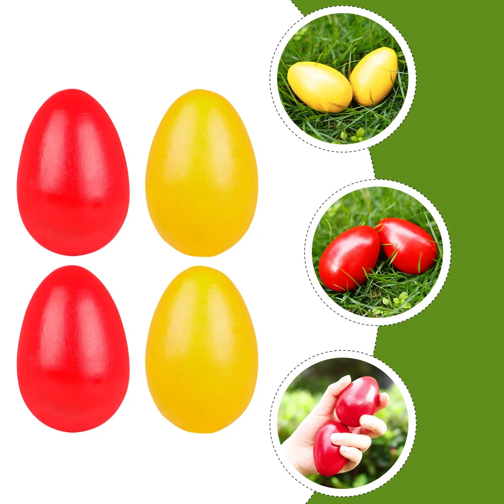 

4 Pcs Wooden Sand Egg Toys Percussion Eggs Musical Instrument Kids Iron Colorful Maracas Baby for Babies