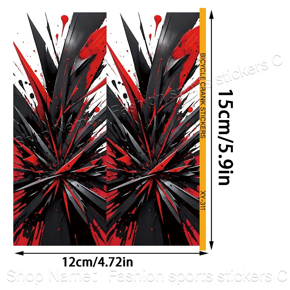 1 Pair Red Black Splatter Bike Crank Arm Stickers, Waterproof Anti-Scratch Protective Decals for MTB Road Bike Crankset