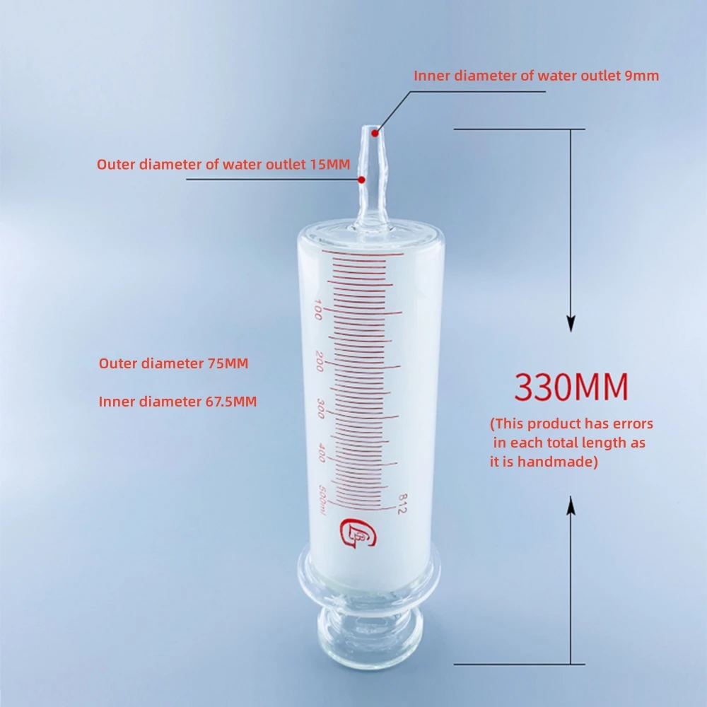 Large Glass Syringes 500ml With Glass Caliber / Ruhr Locks Caliber Glass Enema Sausage Device Sample Extractor Injector 500cc