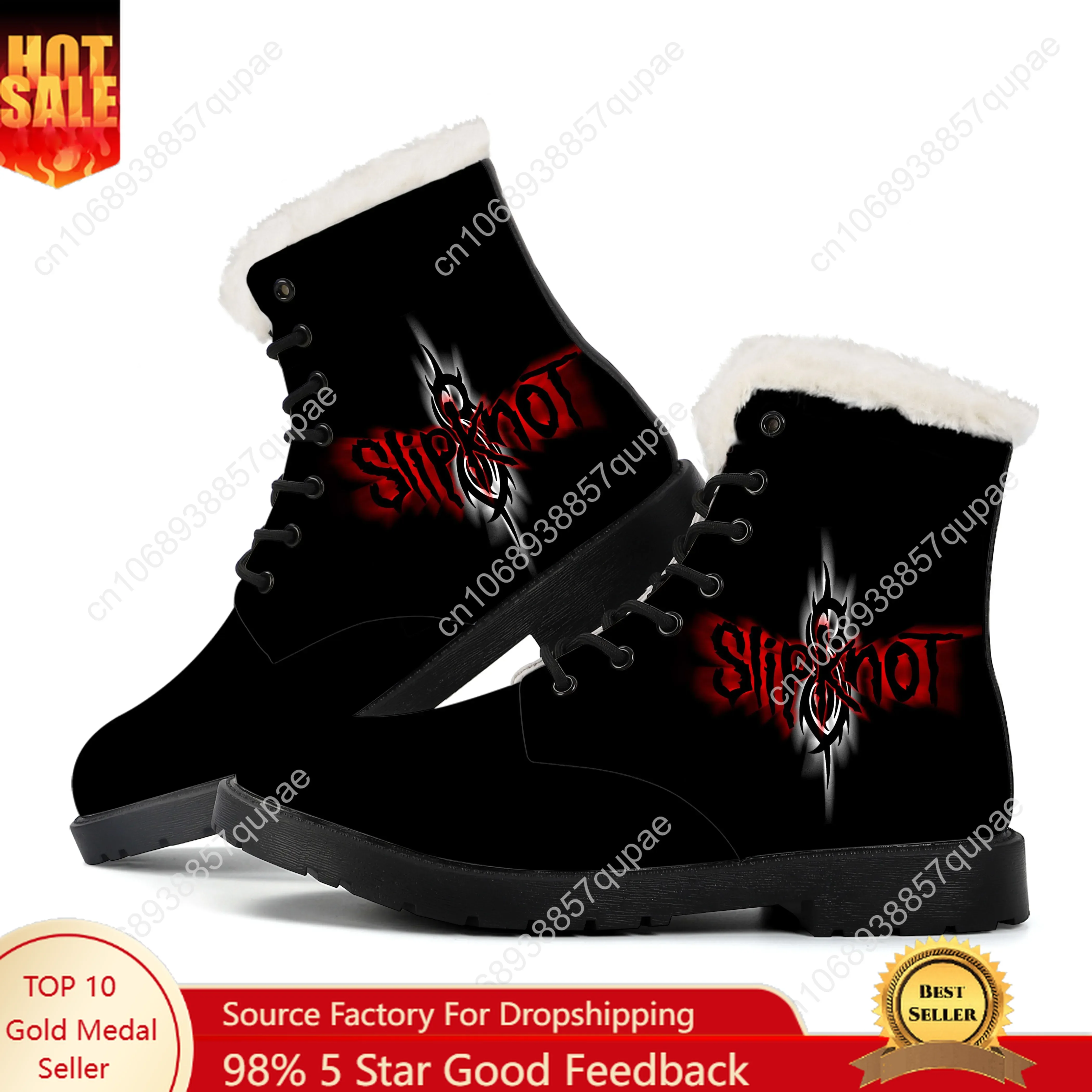 

S-Slipknots Heavy Metal Rock Band Music Singer Plush Boots Mens Womens Teenager Shoes Casual Boot Light Warm Customize Shoe