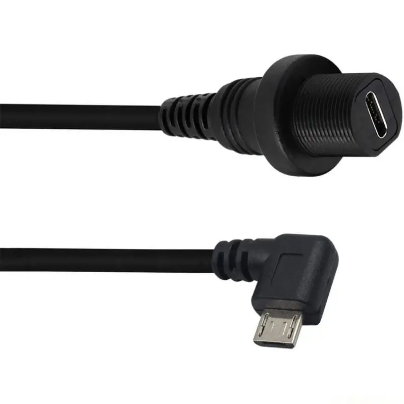 E56B PVC USB C to 5Pin Right Angled Converters Cable Sync Charging and Data Transferring for Car Dashboards 0.3 Meter