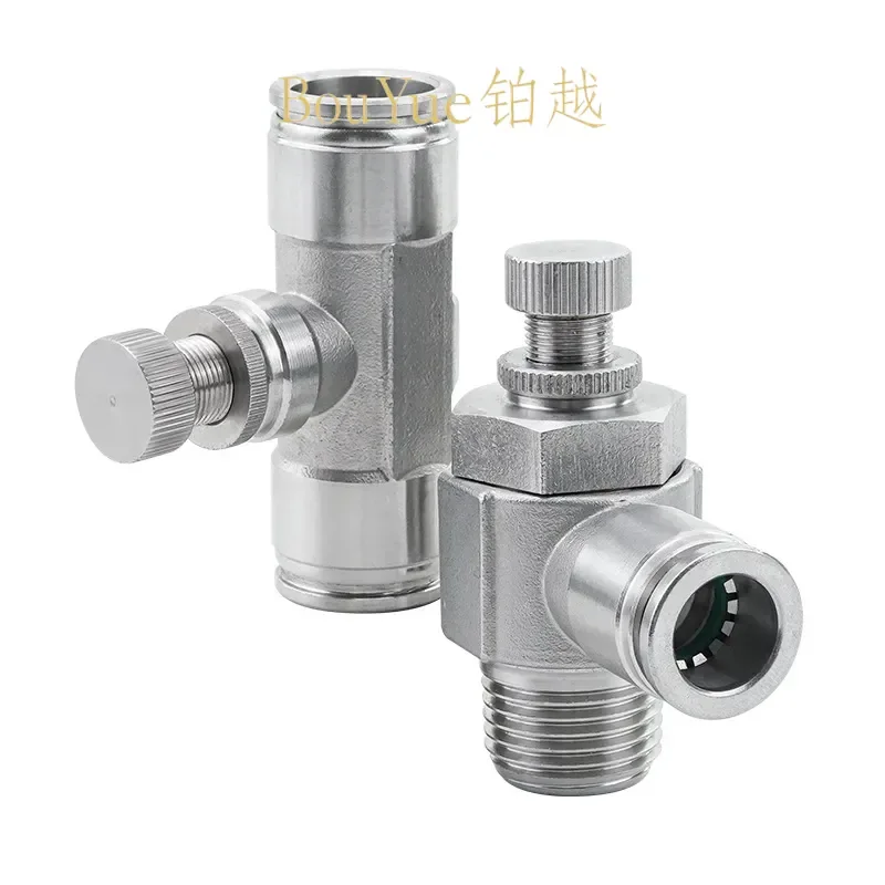 for SL6-01/8 02/10 03 Pneumatic Pipe Joint Speed Control Valve Cylinder Throttle 304 Stainless Steel Air Fitting