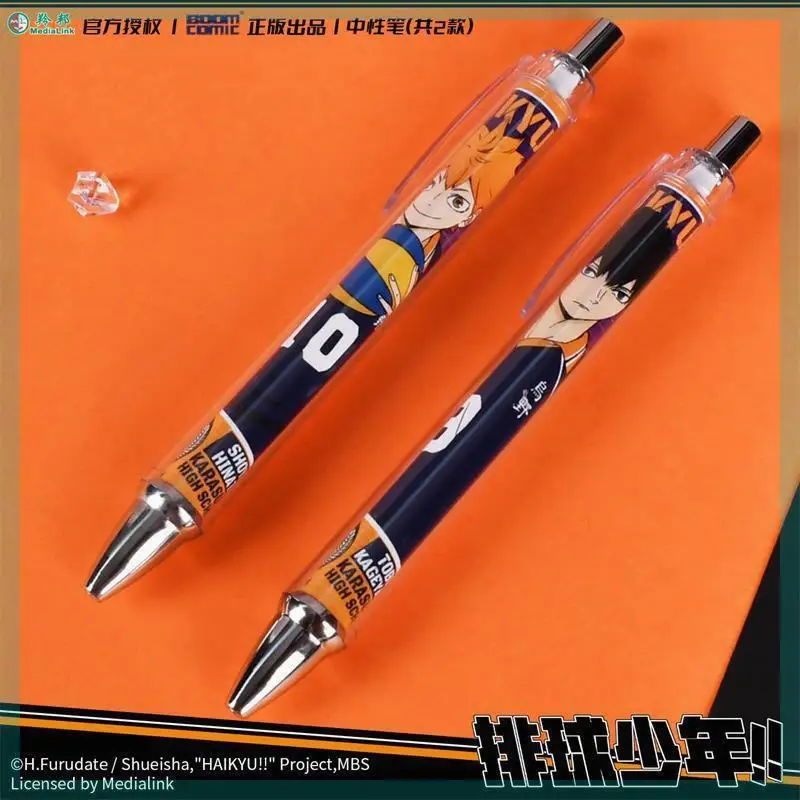 Anime Haikyuu!! Shoyo Hinata Tobio Kageyama Cosplay 0.5mm Retractable Gel Black Pen Roller Ball Pens Quick Dry Stationery Xmas