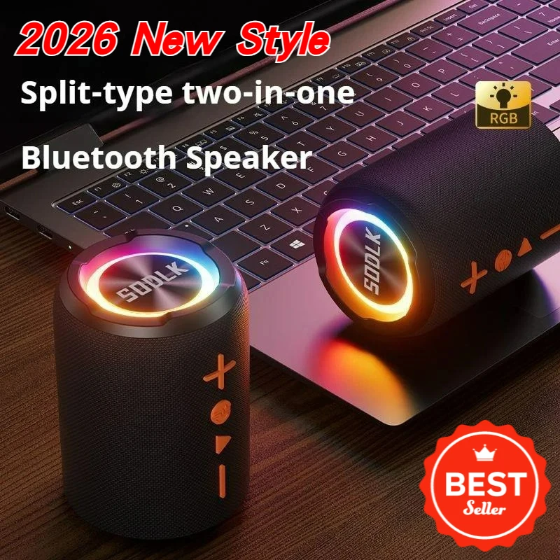 

20WPortable Wireless Speaker with Shock Deep Bass RGB LED Lights 9D Surround Sound Karaoke Function Boombox for Outdoor and Home