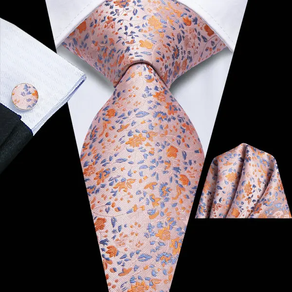 VerveRow Vintage Floral Men Tie & Pocket Square 2Pcs Set Elegant Flower Pattern Necktie Handkerchief for Wedding Business Party