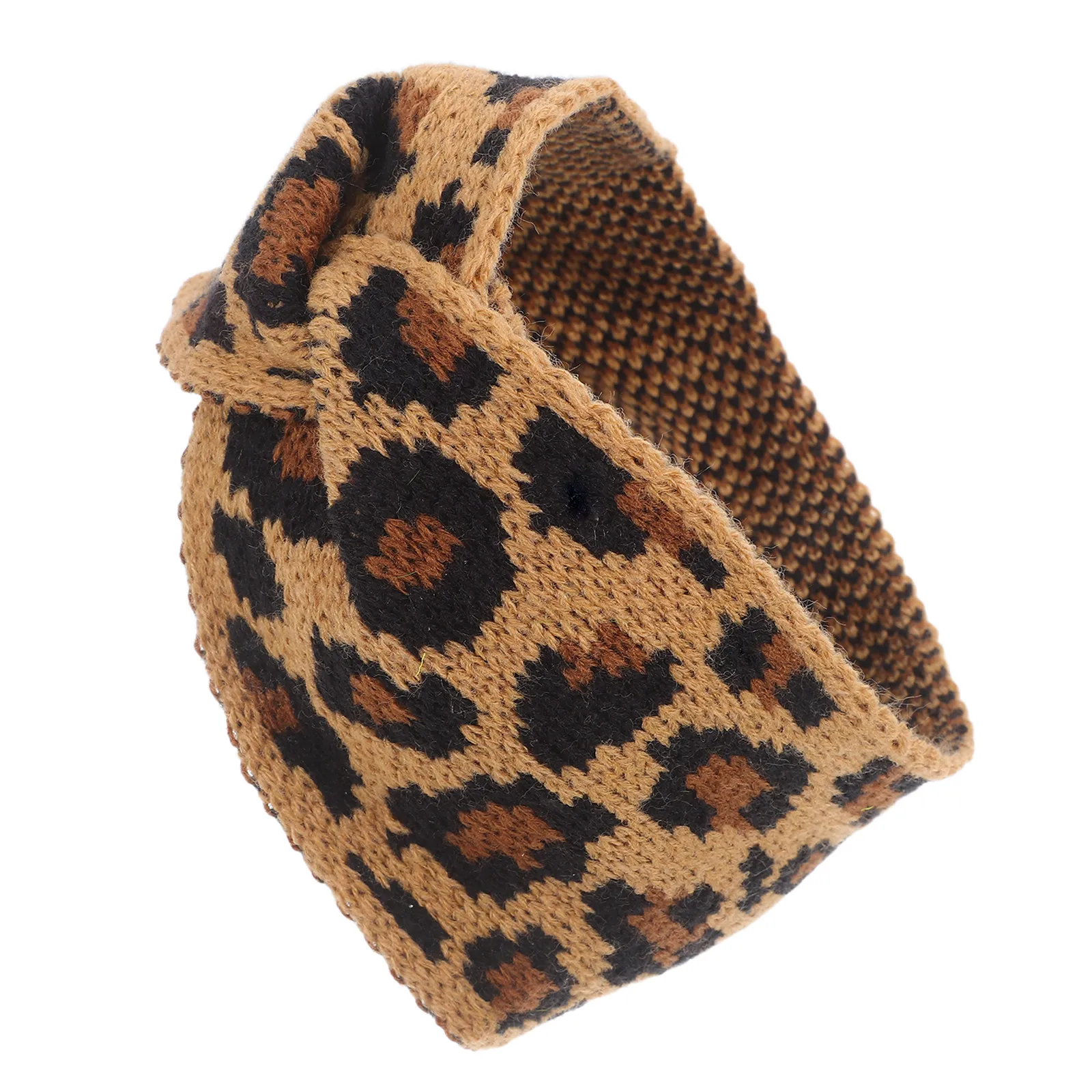 

Leopard Pattern Knitting Wide Hair Band Elastic One Size Fits Most Women Hair Accessories Winter Warm Casual Party Headband
