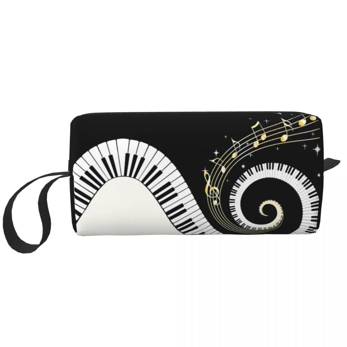 Piano Keyboard Art Makeup Bags Music Note Men Cosmetic Bag Stylish Waterproof Pouch for Purse Storage