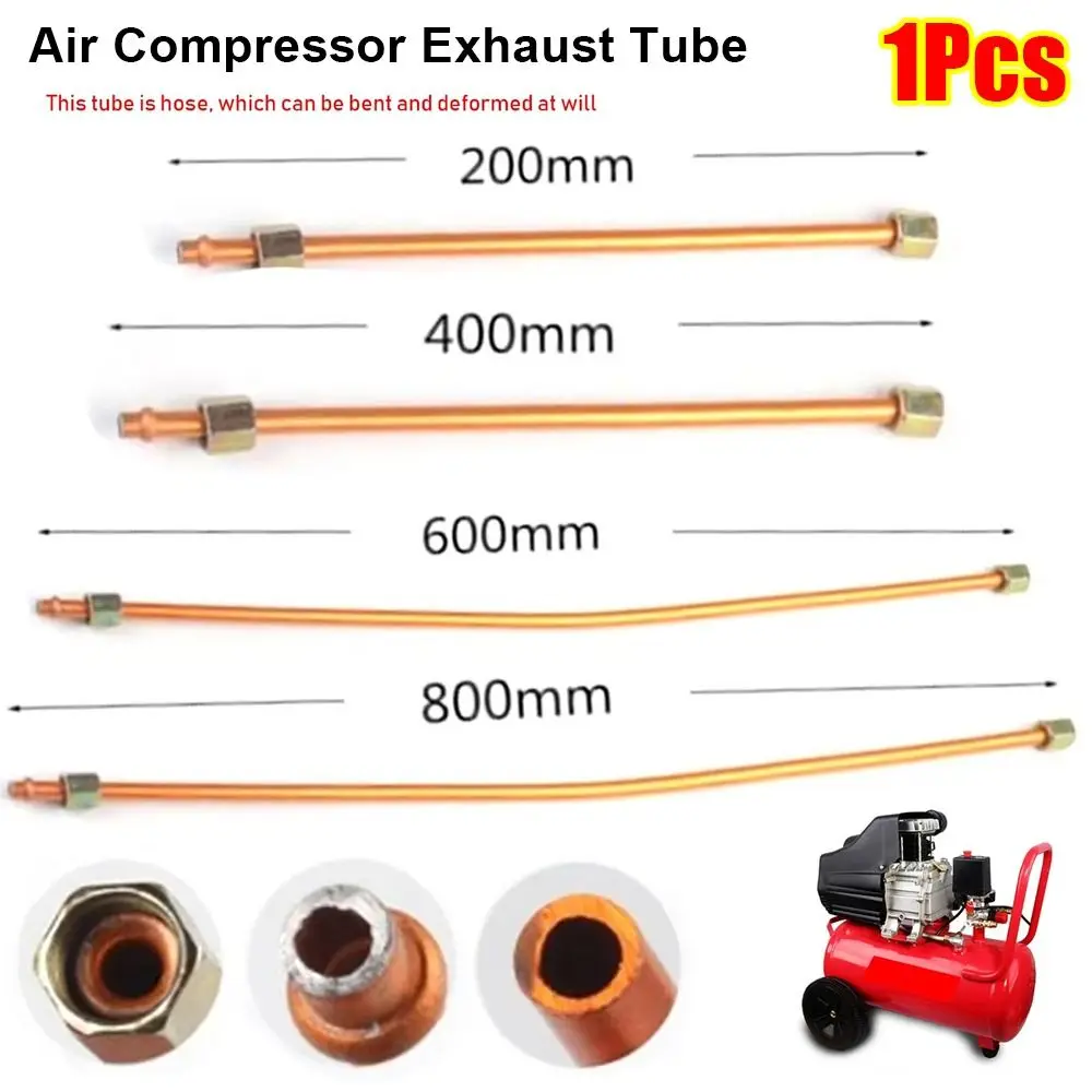 1Pcs Aluminum Copper-plated Air Compressor Exhaust Tube 200/400/600/800mm Bendable Pressure Relief Valve Tube Air Line Hose