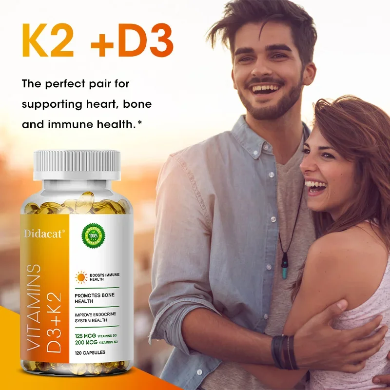 

Vitamin D3 and Vitamin K2 Capsules Promote Calcium Absorption,Improve The Intestines,Strengthen Bones,and Support Immune Health