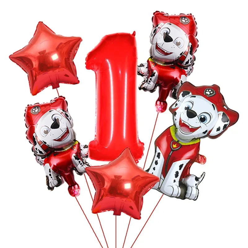 Paw Patrol Cartoon Dog Number Foil Star Mylar Balloons Birthday Baby Shower Party Decor Photo Prop Aluminum Balloon Supply Packs