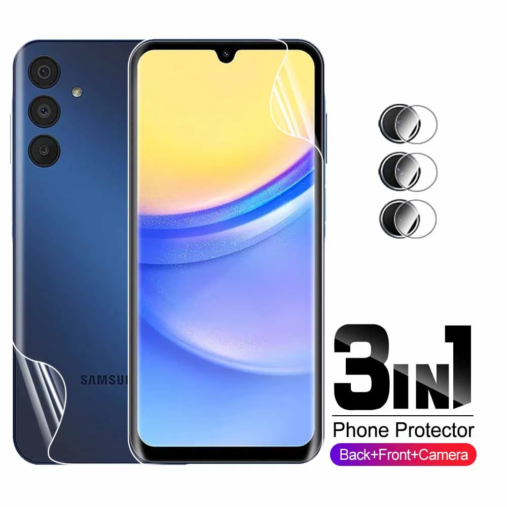 Filme dianteiro e traseiro do hidrogel para a galáxia de Samsung, película protetora da câmera, A55, A35, A25, A15, 5G, A15, A15A, 4G, 5G