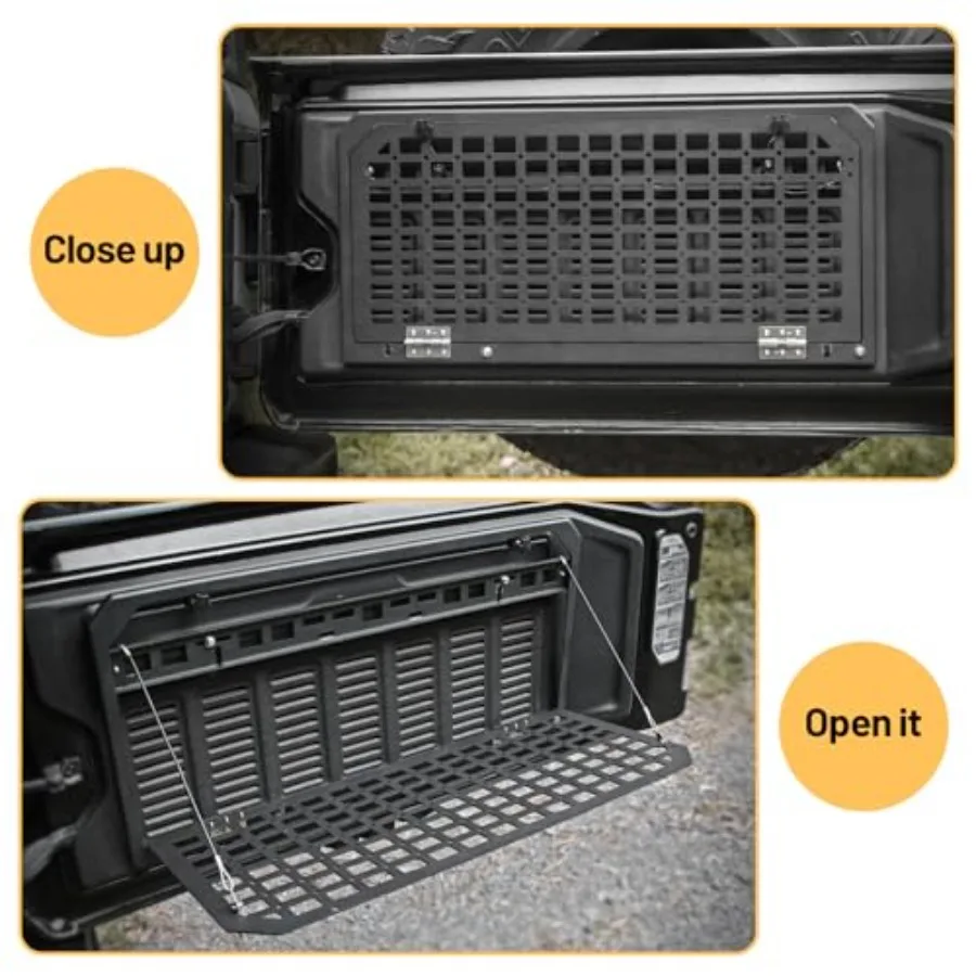 Portaoggetti posteriore pieghevole con pannello MOLLE e 3 borse portaoggetti per Jeep Wrangler JKU JL JLU 20172024 Tavolo portellone Compa