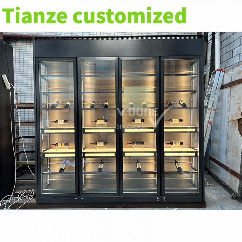 Customized-Modern living room refrigeration equipment household stainless steel glass wine cellar cabinet commercial display win